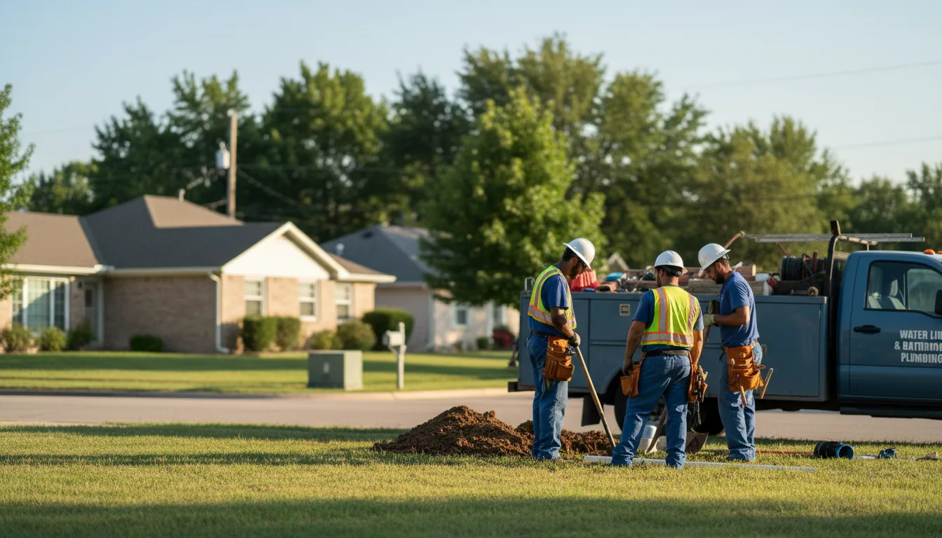 Residential water line and bathroom plumbing service in Grandfield, OK